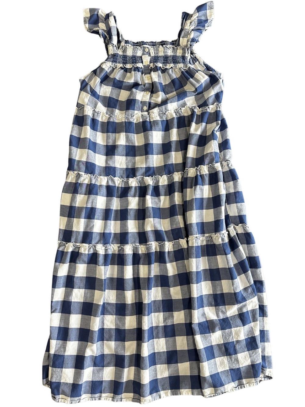 Old Navy Gingham Tiered Midi Dress w/ Pockets Cottagecore Size L